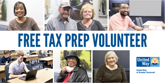 Free Tax Prep Volunteers 2022 with Text