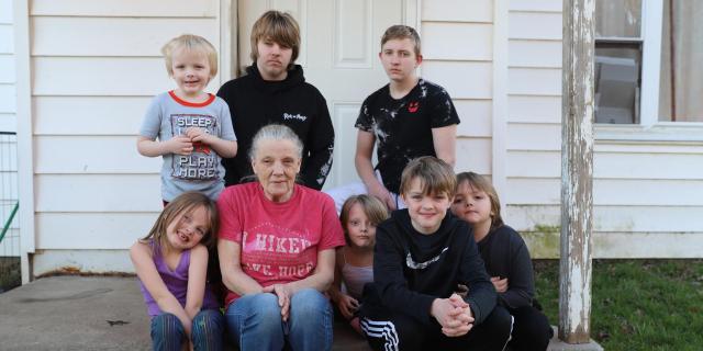 Bertha Bumbarger and her grandchildren