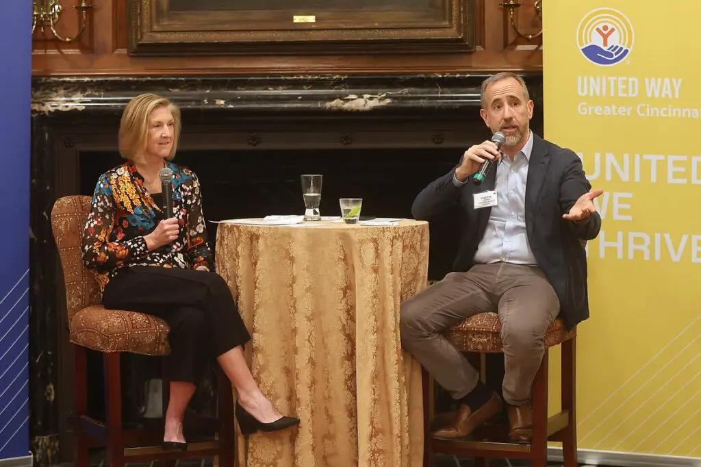 Moira Weir with Leigh Fox at Tocqueville Leaders Exchange